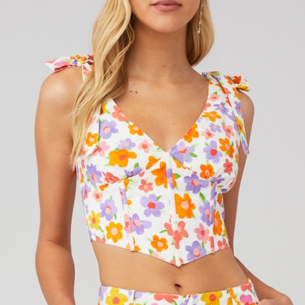 Floral Tie Bustier Crop Top